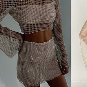 Meshki Diamante Mesh Mini Skirt Hilton